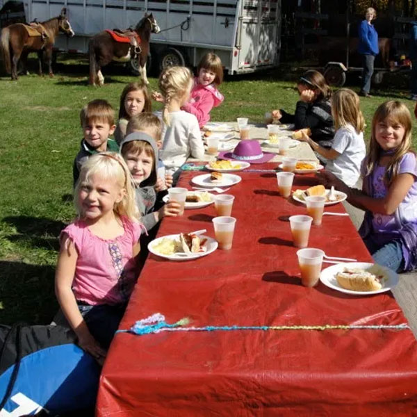 kids at picnic table